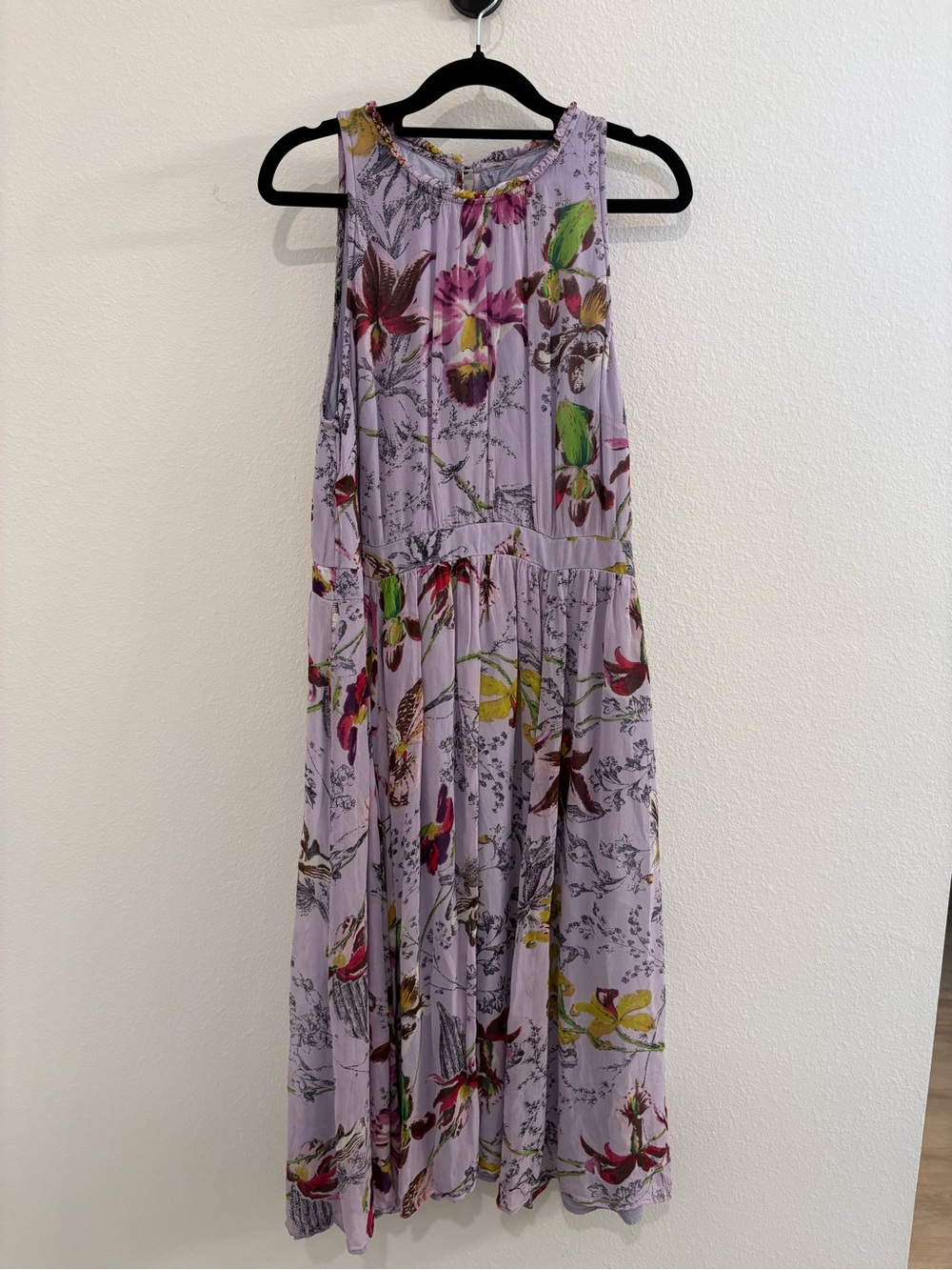 Anthropologie Lavender Floral Tiered Maxi Dress